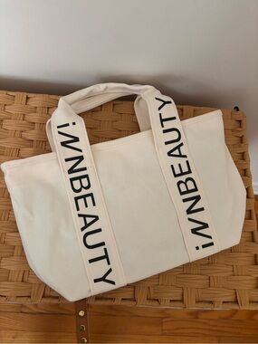 Canvas Tote Bag with Branded Straps in Cream